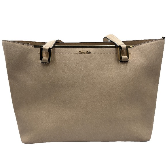 Calvin Klein Clean-Lined Leather Large Bar Tote - Picture 1 of 13
